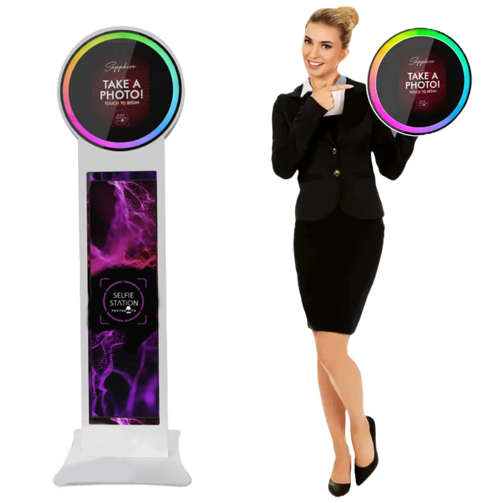 Portable Magic Mirror photobooth perfect for on-the-go events and parties.